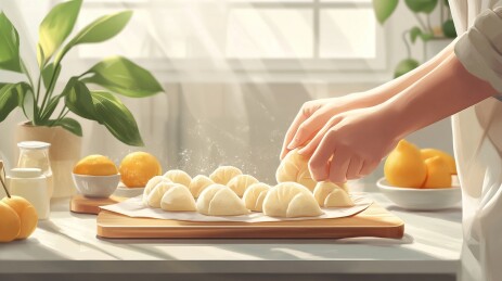 包饺子美食制作插画
