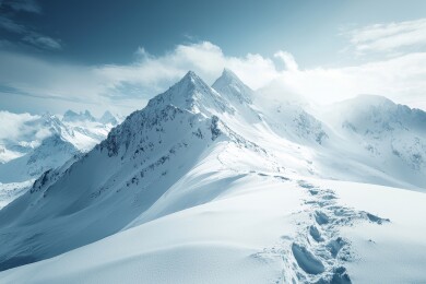 雪山远景与白雪皑皑