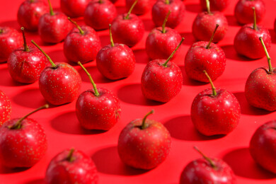 排列整齐的山楂红色背景