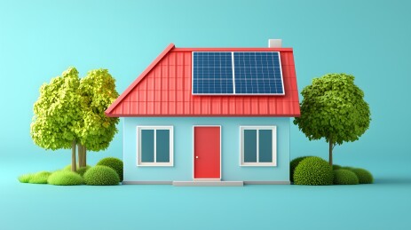 安装太阳能的房子素材