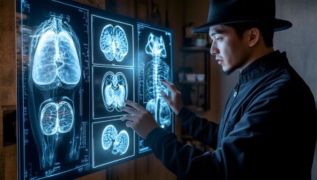 医生研究医学影像数据