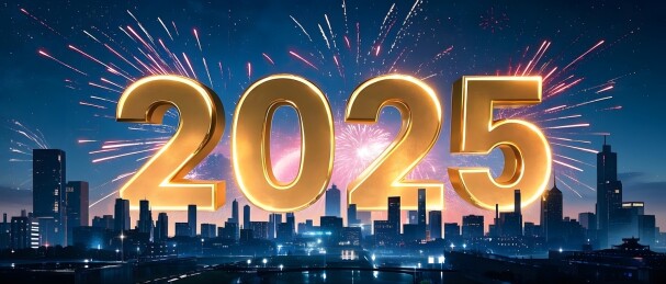 2025新年烟花城市插画