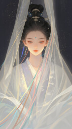 纱帘中的少女