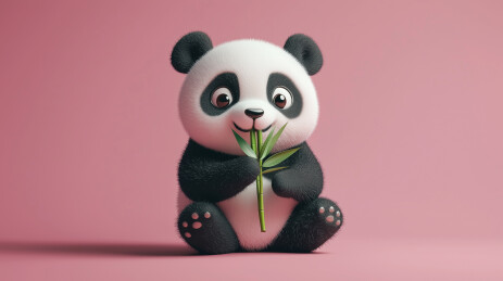 一只熊猫在吃竹子