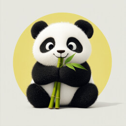 一只熊猫在吃竹子