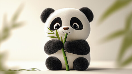 一只熊猫在吃竹子