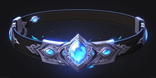 玄幻原画黑底奇幻魔幻珠宝腰带3D卡通插画