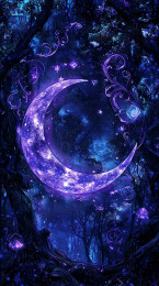 蓝色星月夜空