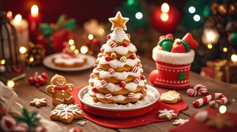 圣诞树形姜饼点缀节日氛围
