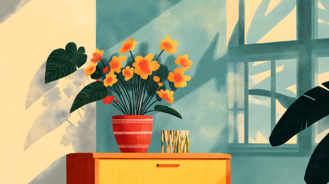 插画——一盆花