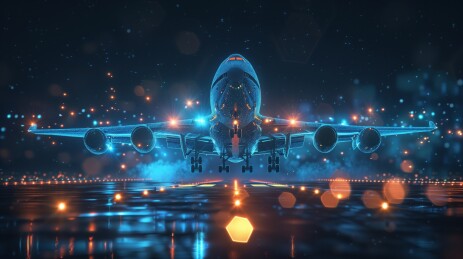 科技感十足的飞机降落