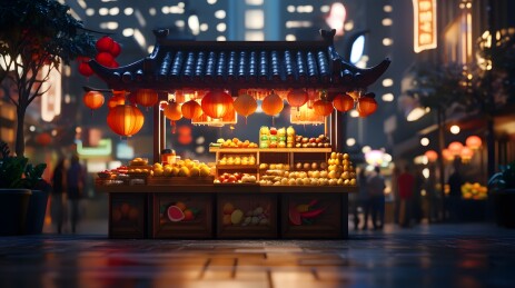 夜晚街边小吃摊