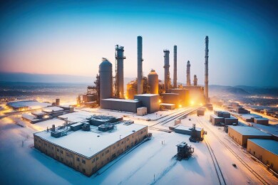 雪景中的工业厂区