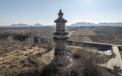 河北省唐山市遵化市塔头寺村辽代保安塔航拍