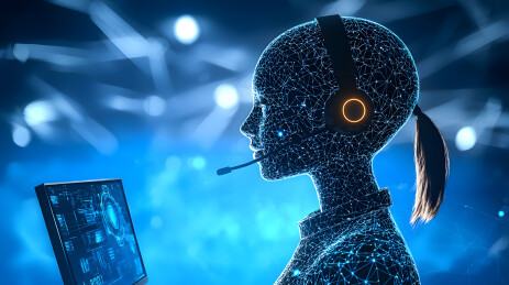 科技环境中戴耳机数字化身