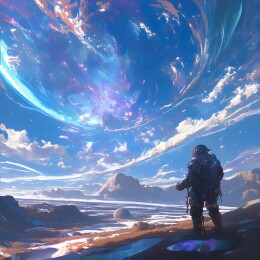 宇宙奇观与孤独背影