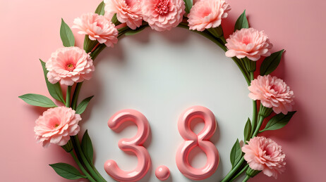 3.8妇女节鲜花边框3D立体背景图
