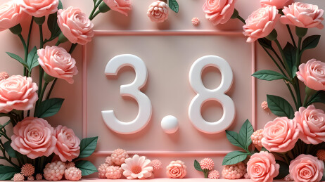 3.8妇女节鲜花边框3D立体背景图