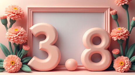 3.8妇女节鲜花边框3D立体背景图