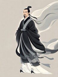 孟子儒家水墨风格人物肖像画