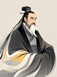 孟子儒家水墨风格人物肖像画