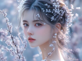花丛中优雅美丽的女生