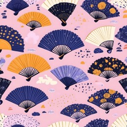 扇面抽象几何图案