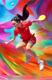 国潮运动员打乒乓球创意海报