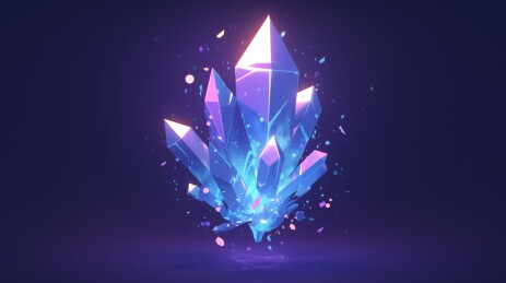 黑底原画魔力能量发光晶簇魔法宝石3D插画