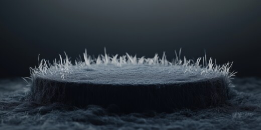 神秘夜晚暗色植物展台舞台羊毛毡毛绒3D插