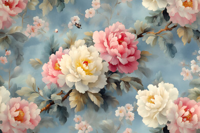 水彩复古油画花卉