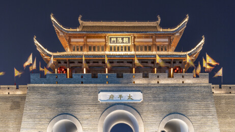 广西崇左太平古城太平府城楼夜景灯光