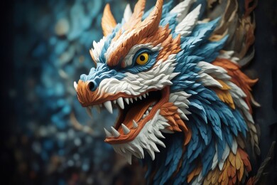 龙首雕像艺术作品