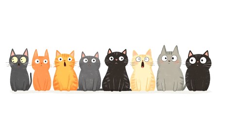 一群惊讶的猫