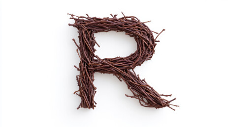 用树枝制作的字母R