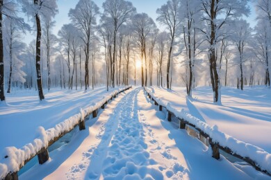 雪景林间小道