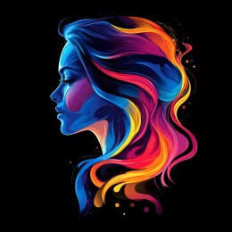 抽象彩色女性侧脸画像