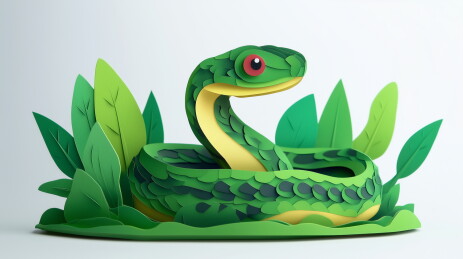 蛇可爱卡通剪纸风格