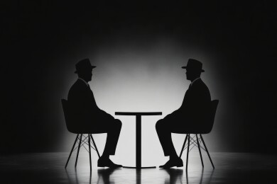 谈判桌前的两个黑影