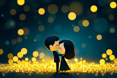 情侣亲吻温馨夜晚