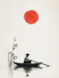 日落孤舟蓑笠翁