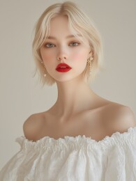 优雅白裙的金发美女