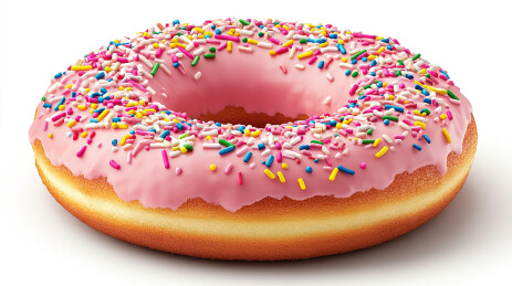 白色背景上的甜甜圈特写镜头