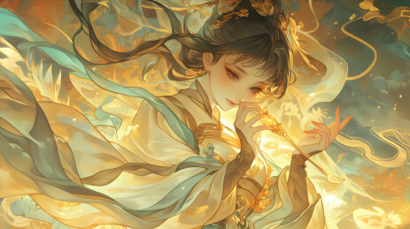 金光闪耀的古代女子画像