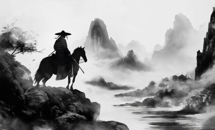 武侠江湖水墨山水背景