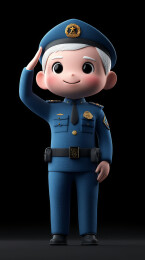 敬礼的卡通警察