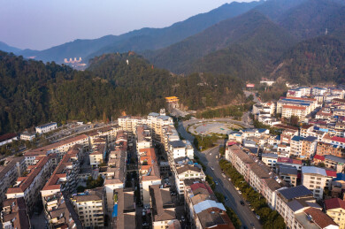 航拍湖南株洲炎陵县城景观