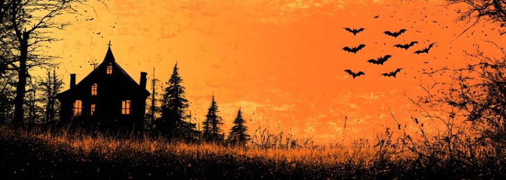 万圣节夜晚的恐怖古堡