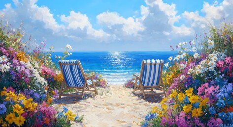 海边花园里的休闲时光