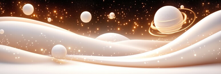 点缀金球的白色梦幻空间